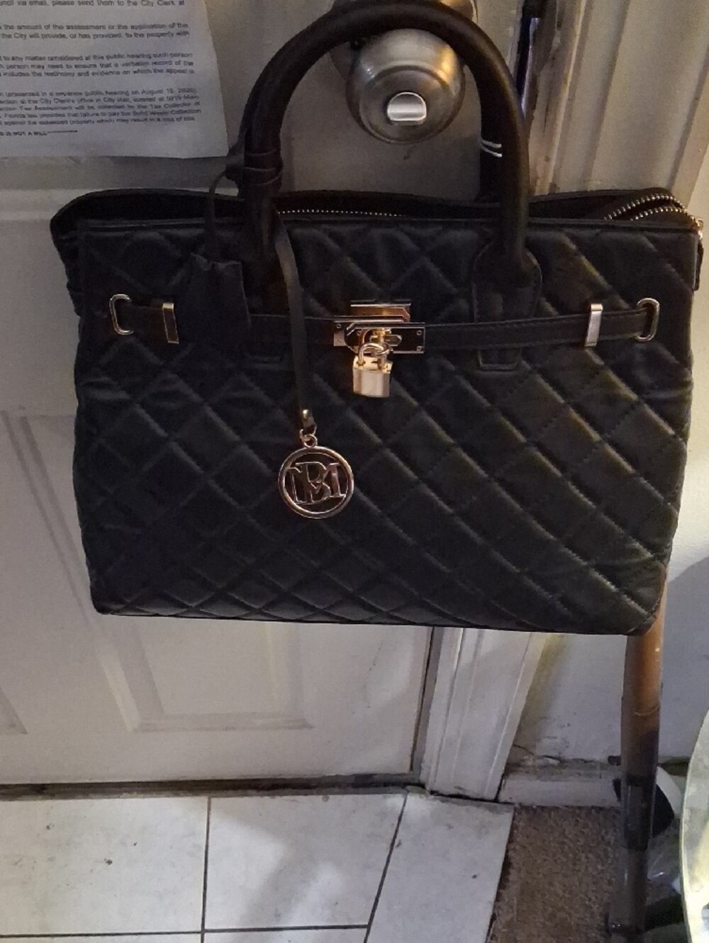 Black Quilted Satchel.10 By 15 By 5. Handbag with Gold Hardware. RETAIL.$159.00 - Picture 11 of 13